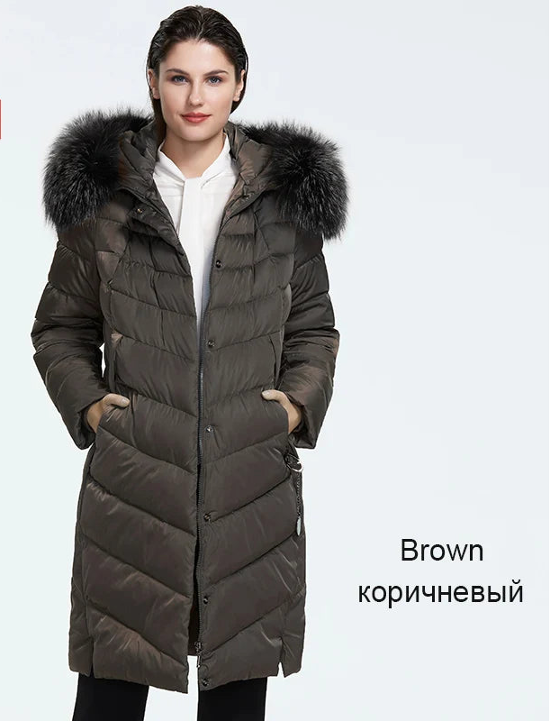 Plus Size Winter Down Jacket with Fur Collar