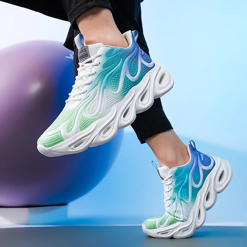 Men's Casual Sneakers Breathable Sports Light Running Tennis Sneaker Lace Up Platform Trainers Shoes