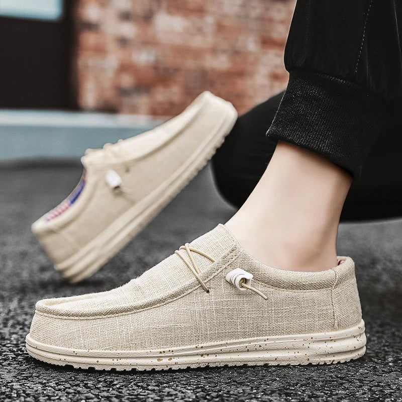 Men's Canvas Slip-On Sneakers - Breathable Skateboard Loafers