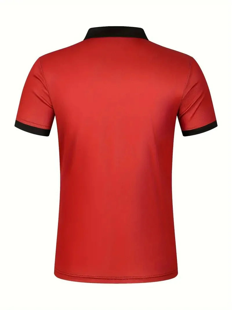 Men's Summer Polo Patchwork Short Sleeve Smart Casual Striped Turn Down Collar Shirt