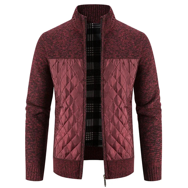 Men's Cardigan Sweater - Patchwork Warm Knitted Coat