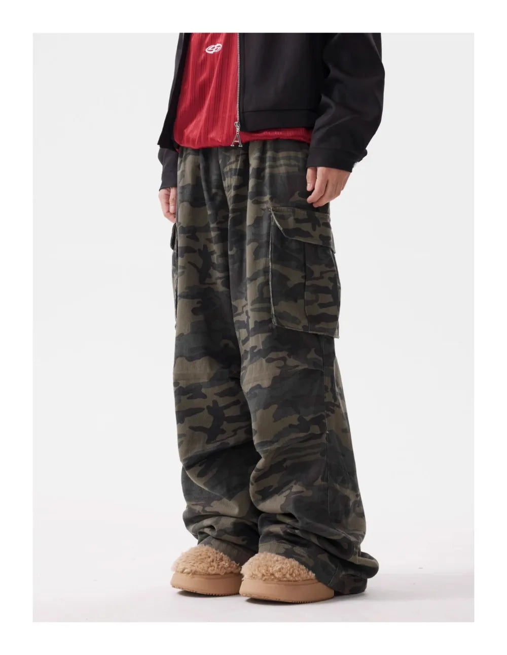 Men's Vintage Multi-pocket Pleated Camouflage Overalls Camo Colossus Baggy Pants