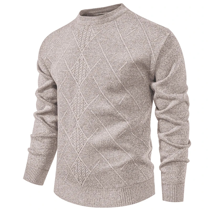 Thick Knit Geometric Pullover - Men's Warm Casual Sweater
