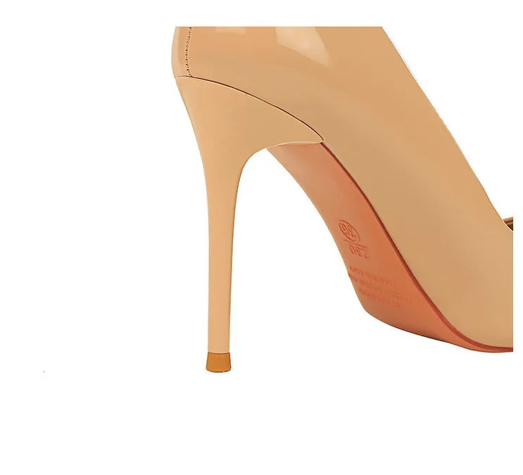 Patent Leather Stiletto Pumps - Pointed Toe High Heels for Special Occasions