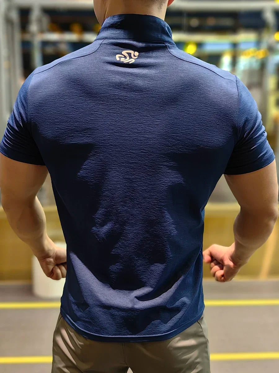 Men's Fitness Sport Clothing Bodybuilding Training Gym Running Short Sleeve Muscle Fit Top Quick Dry Rashguard T-Shirt