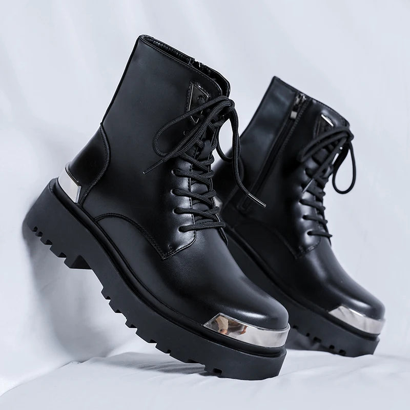 Men's Platform Casual Business Genuine Leather Ankle Boots