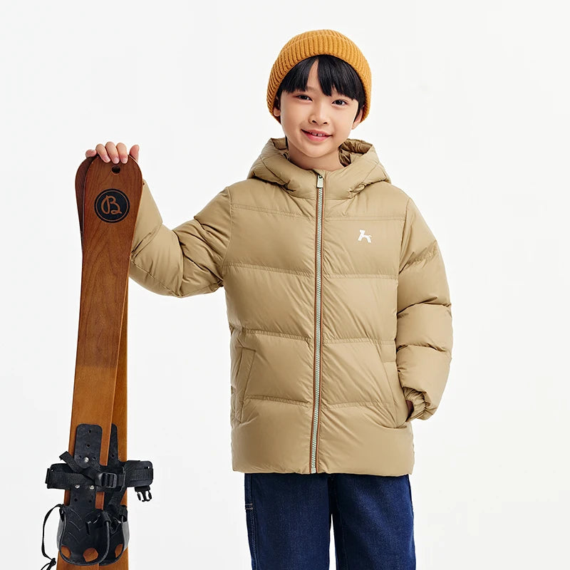 Children's Three-Proof Down Jacket - Hooded Winter Coat with Print