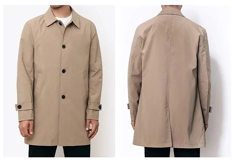 Men's Windbreaker Turn Down Collar Jacket Trench Coat