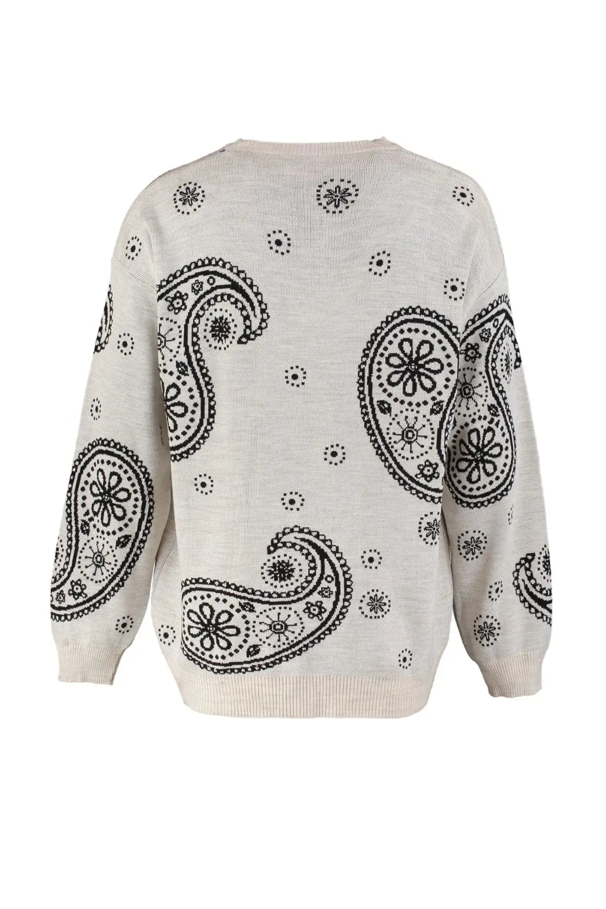 Men's Pullover Oversize Standard Sleeve Paisley Crew Neck Knitwear Unprinted Sweater