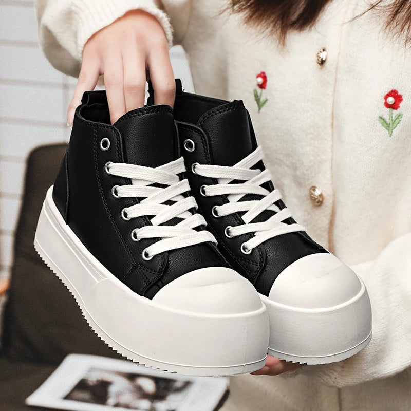 High-Top Platform Sneakers - Men's Leather Skateboard & Tennis Trainers