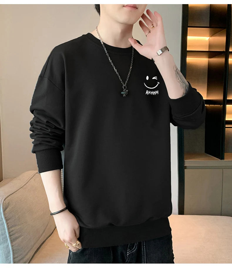 Men Long sleeved Round Neck Pullover Sweatshirt