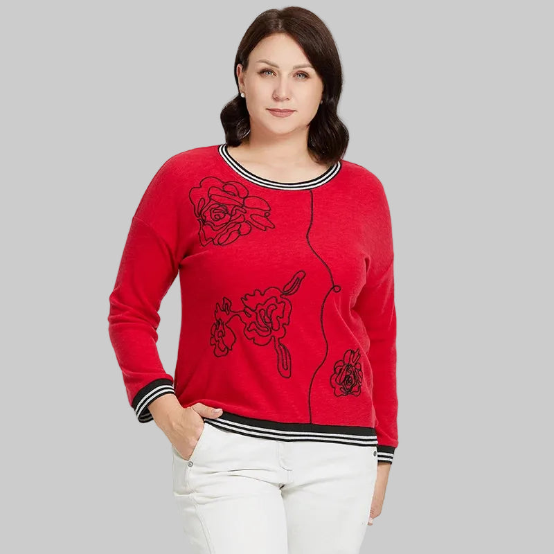 Women's Oversized Flower Embroidery Knitted Jumper