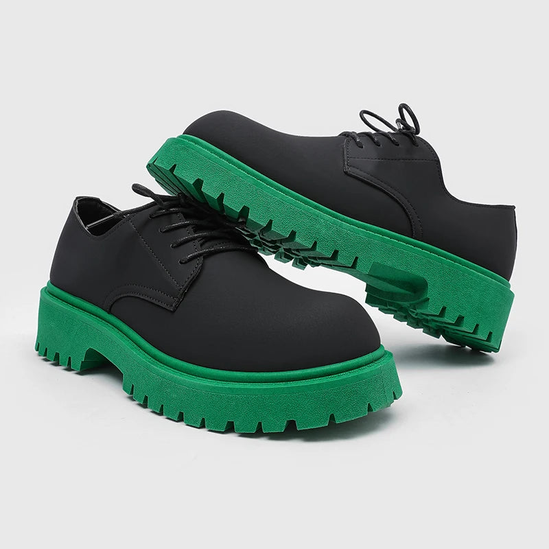 Platform Derby Shoes - Men's Genuine Leather Business & Casual Footwear