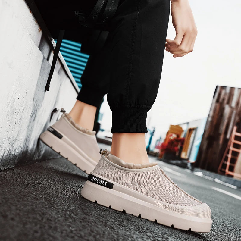 Men's Platform Vulcanized Slip-On Sneakers - Comfortable Running Tennis Shoes