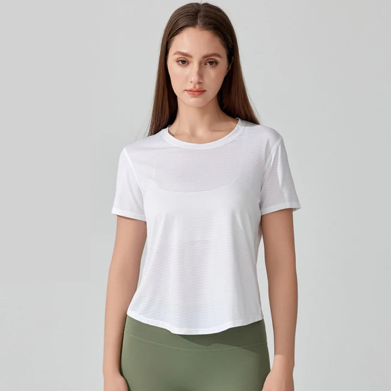 Women's Loose Fit Yoga T-Shirt - Quick Dry Athletic Top for Running & Gym