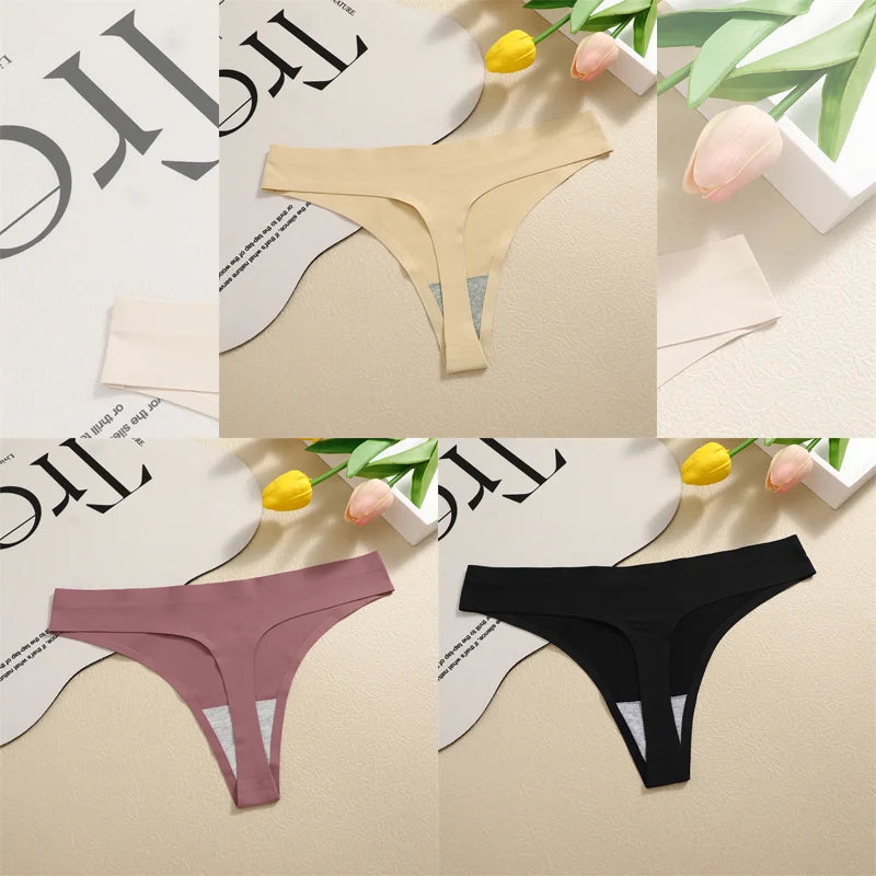 Women's Seamless Satin Thong 3-Pack