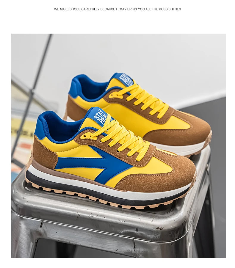 Men's Casual Sneakers Breathable Running Sport Shoes Tennis Sneakers Lace Up Platform Trainers Shoes
