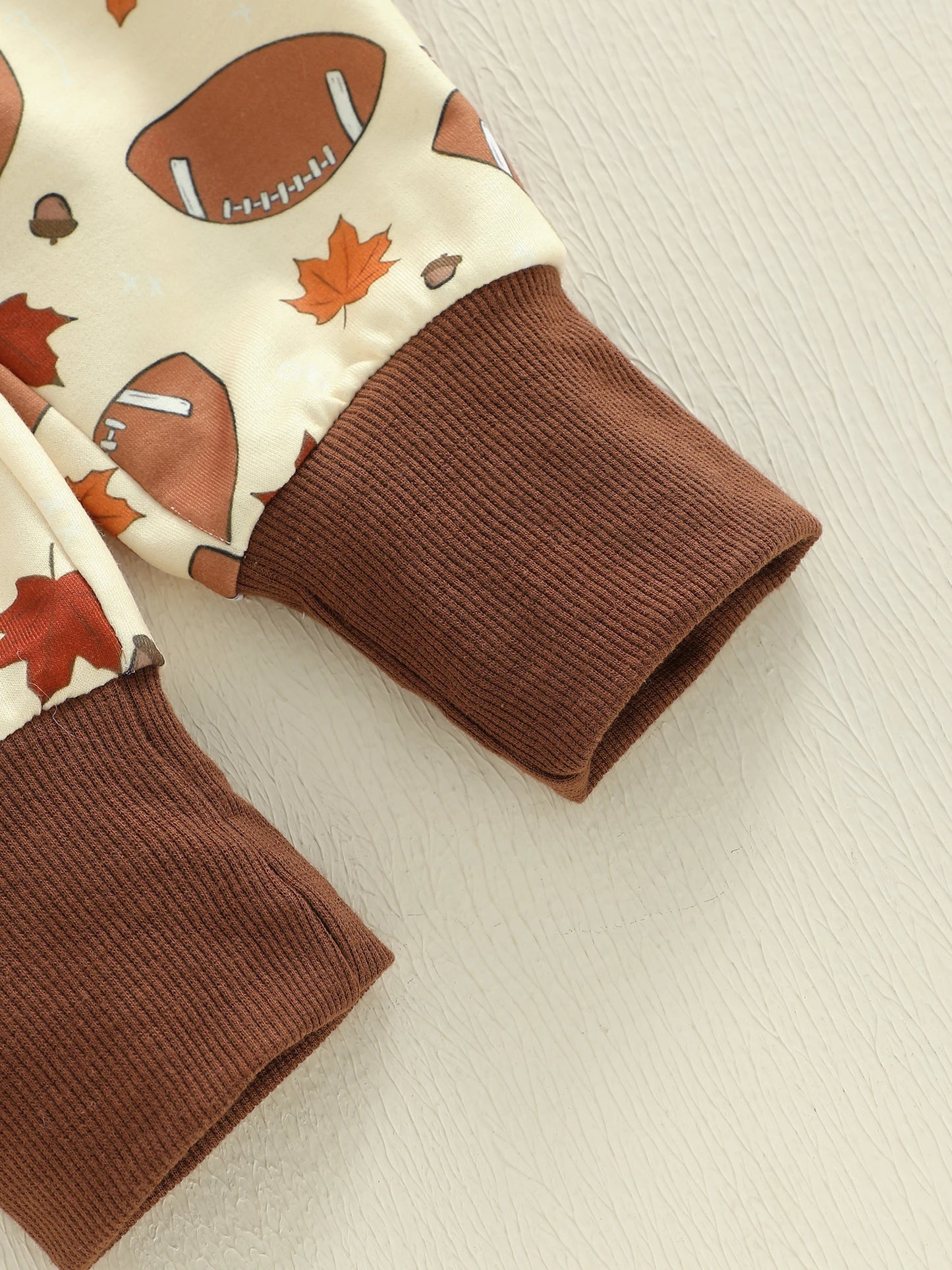 Baby Boys Thanksgiving Football Outfit Set - Rugby Long Sleeve Sweatshirt & Leaf Pants (0-3Y)