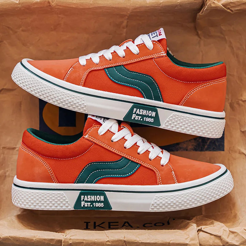 Men's Canvas Skateboard Sneakers - Lace-Up Casual Trainers