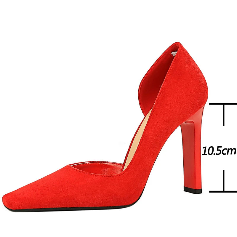 Women's 10.5 CM Heels Square Head Pumps Block Heels