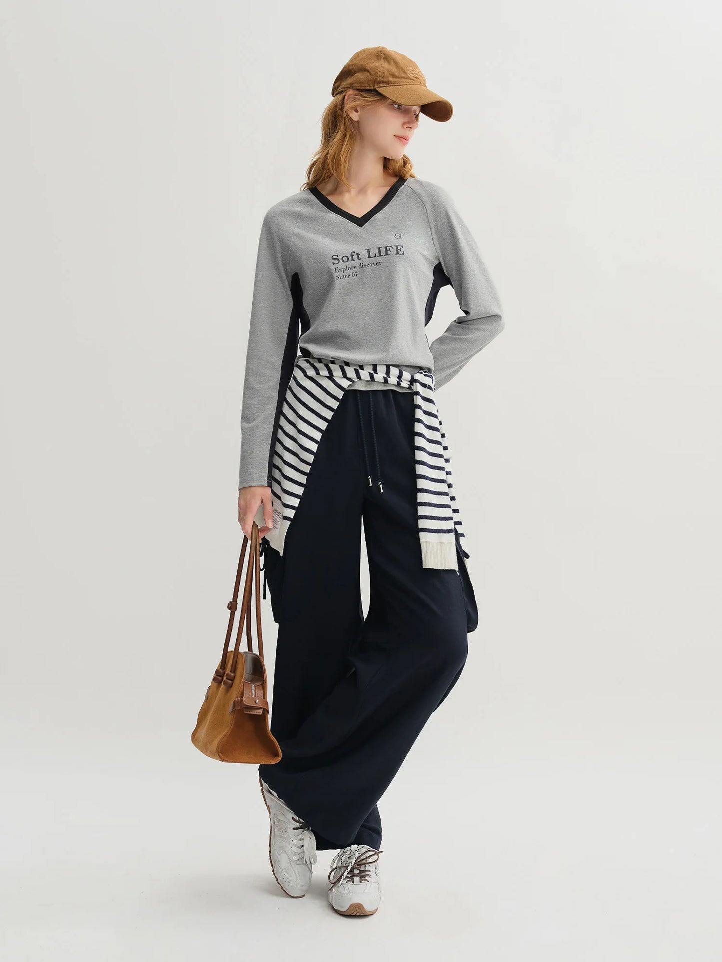 High-Rise Pants and Tee Set - Casual Two-Piece Outfit