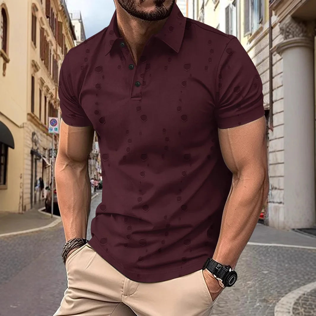 Men's Summer Short Sleeve Turn Down Collar Pullover Polo Shirt