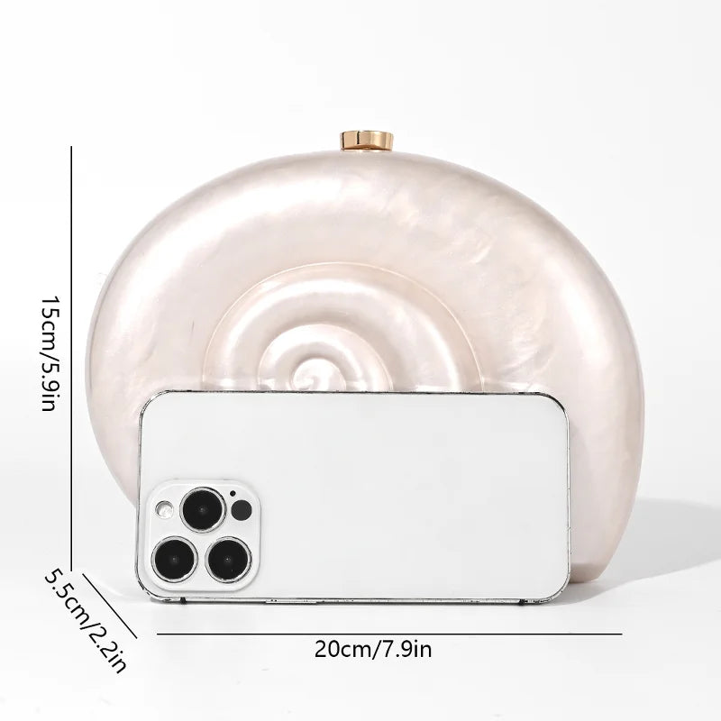 Women's Acrylic Conch Shell Crossbody Bag – Novelty Evening & Beach Shoulder Bag