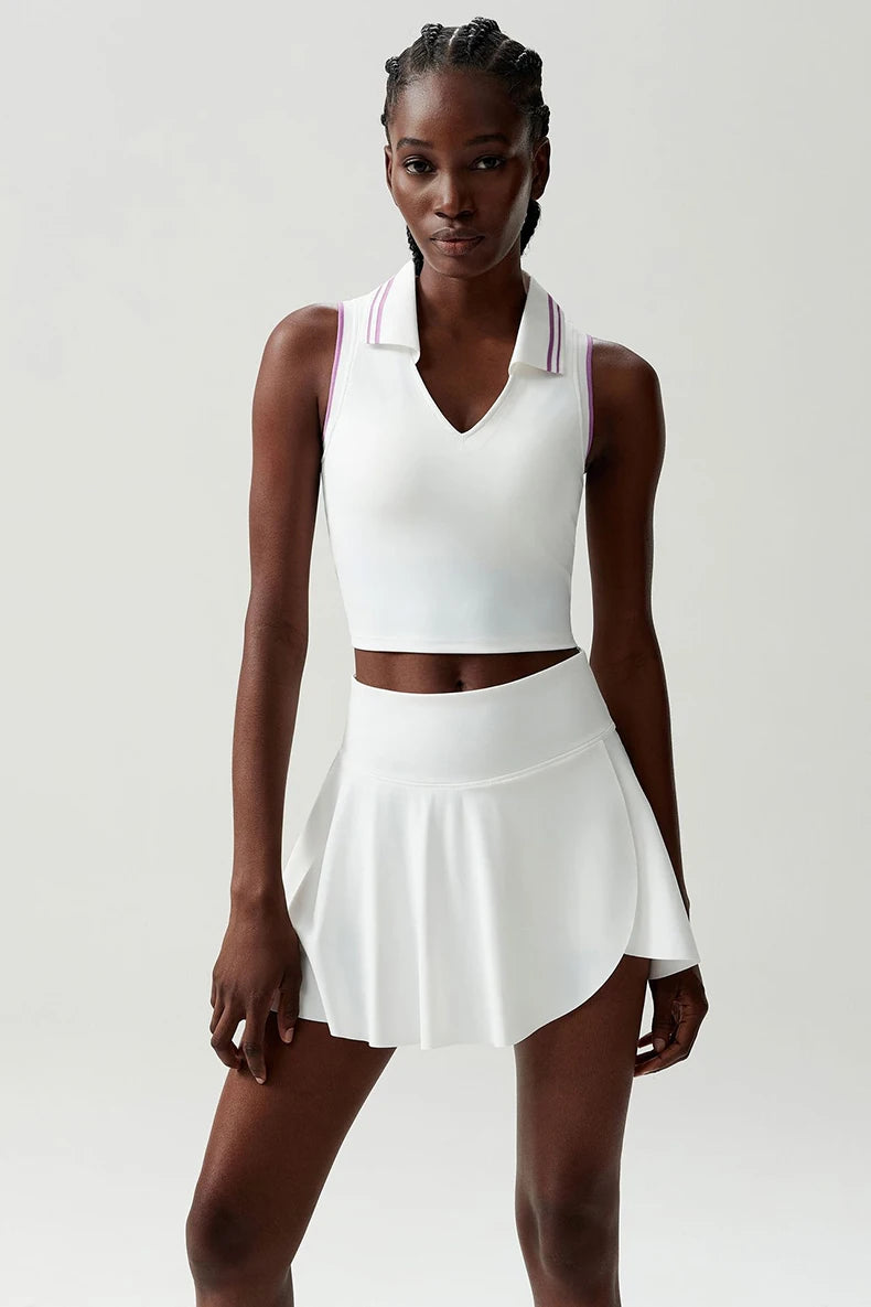 Women's Two-Piece Fitness Set with Pocket Tennis Skirt - Complete Workout Outfit