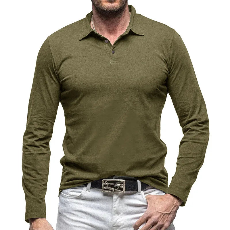 Men's Long Sleeve Polo Shirt - Cotton Smart Casual Top
