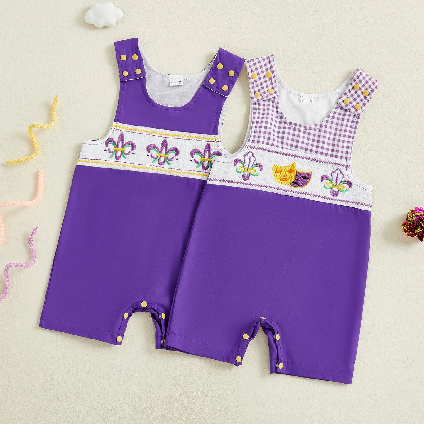 Baby Boys Romper - Embroidered Sleeveless Jumpsuit (0-18M)