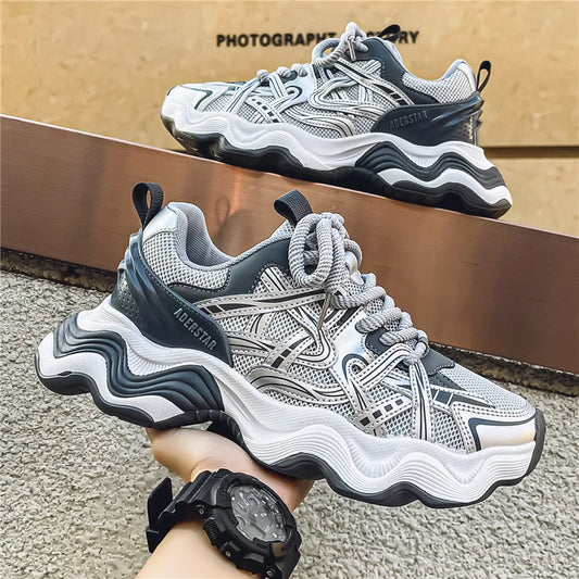 Men's Casual Platform Breathable Sports Shoes Lace Up Sneakers