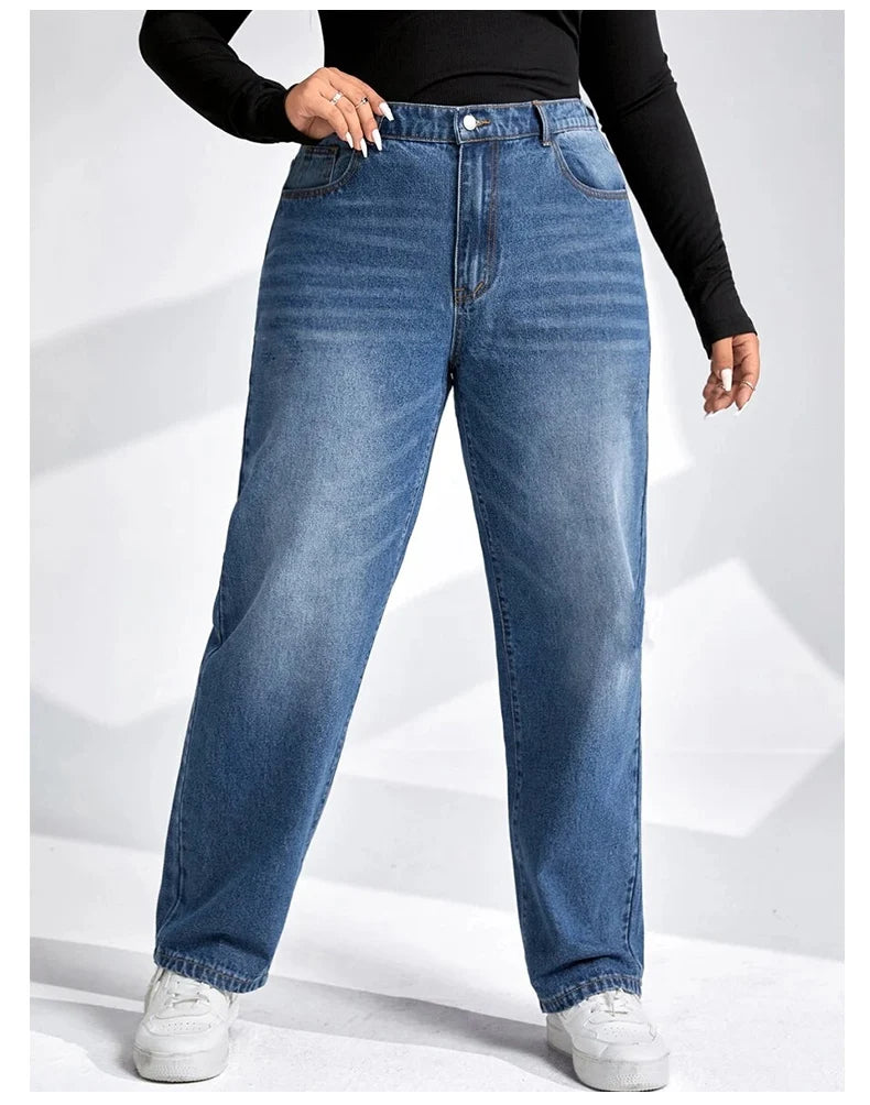 Women's Plus Size Tapered Full Length Harem High Denim Jeans