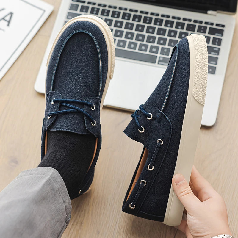 Slip-On Leather Sneakers - Men's Breathable Skateboard & Tennis Loafers