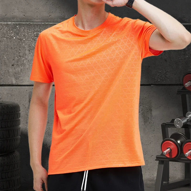 Men's Sports Gym Quick Dry Fit Workout Yoga  Breathable Short Sleeves T-Shirt