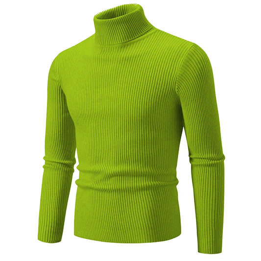Men's Slim Fit Turtleneck Sweater - Warm Knitted Pullover
