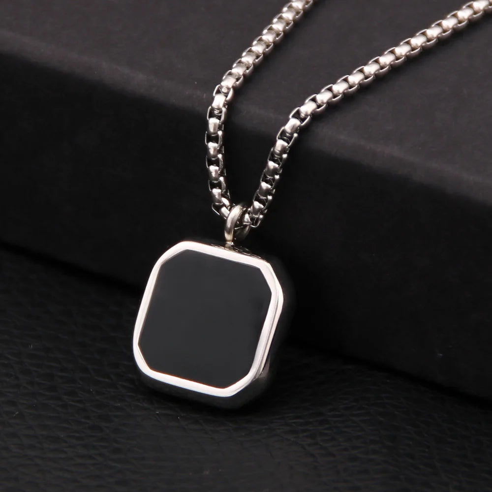 Geometric Square Polygon Pendant Necklace