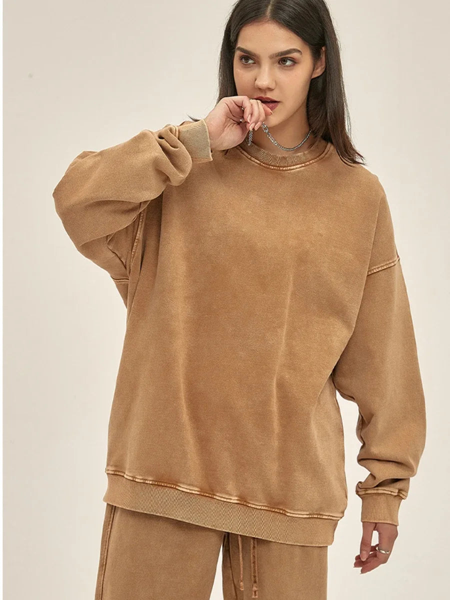 Unisex 100% Cotton Thin Round Neck Sweatshirt and Joggers Set