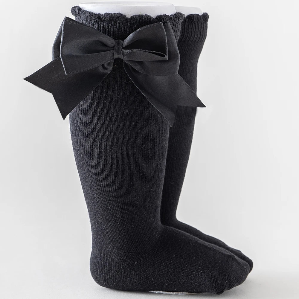 10 Colours Baby Girls Autumn Stockings 0-2Y Solid Mid-Calf Length with Bowknot