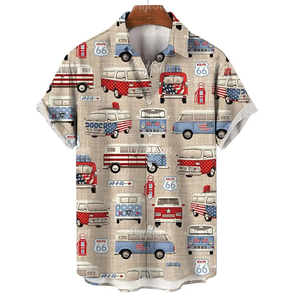 Vintage Men's Short Sleeve Summer Shirt