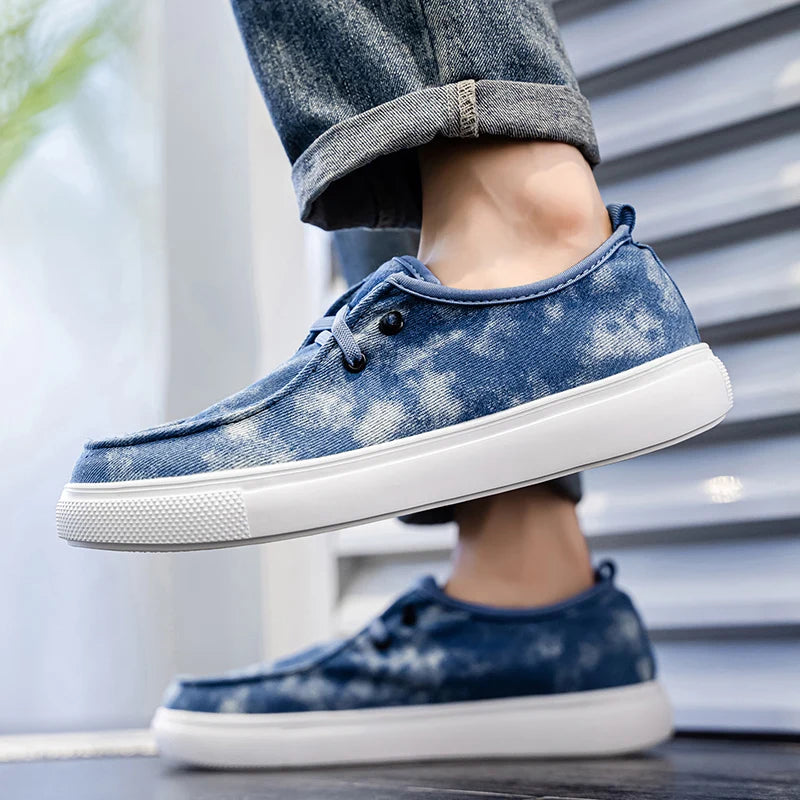 Men's Denim Casual Sneakers - Soft Skateboard Trainers
