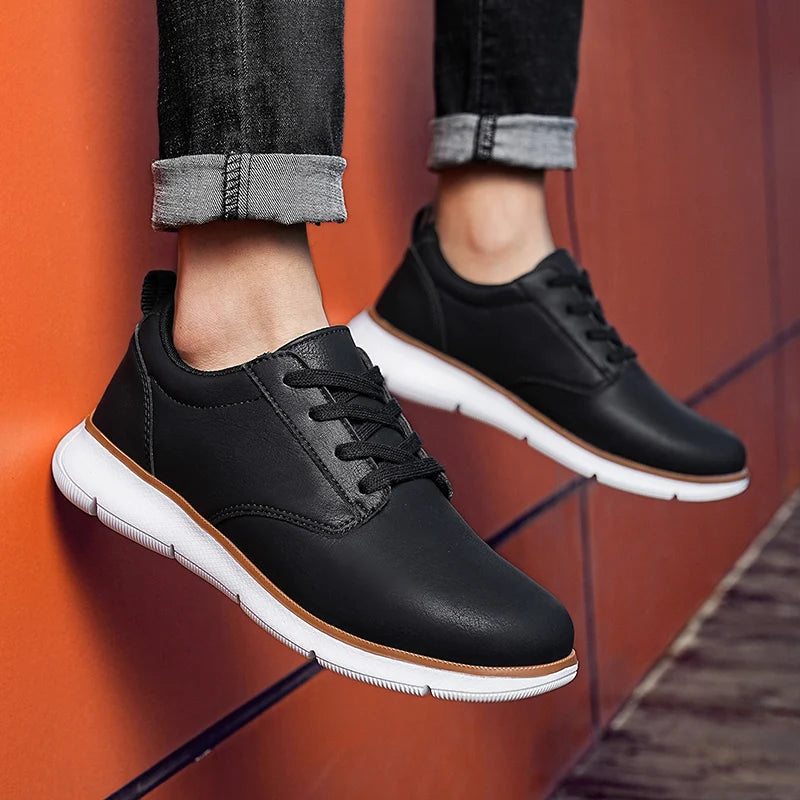 Men's Casual Leather Lace-up Flat British Comfortable Shoes