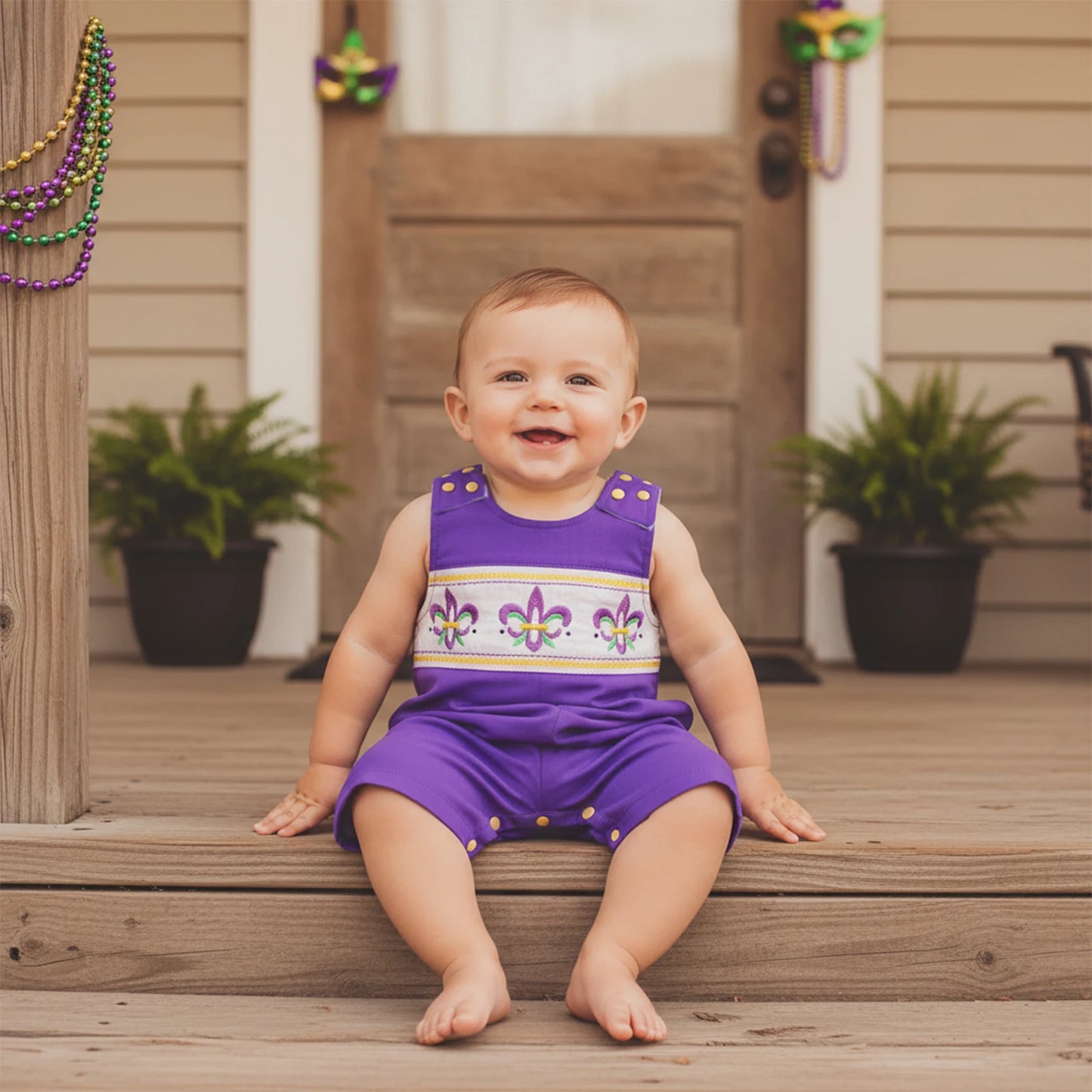 Baby Boys Romper - Embroidered Sleeveless Jumpsuit (0-18M)