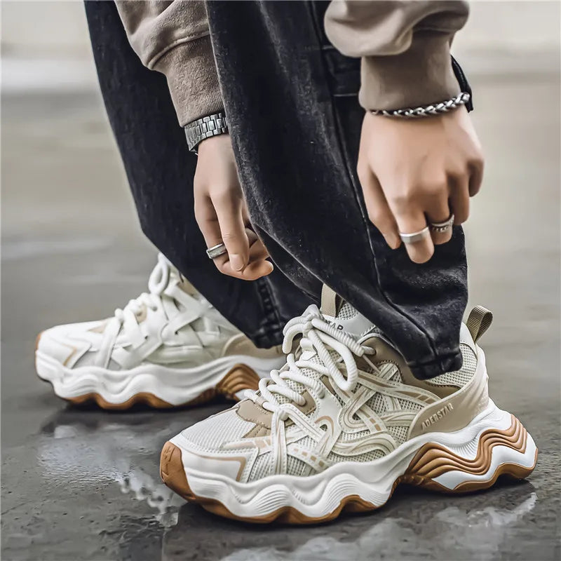 Men's Casual Platform Breathable Sports Shoes Lace Up Sneakers