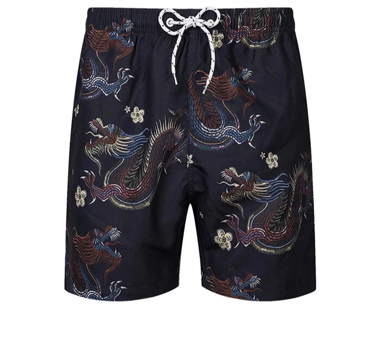 Men's Dragon Print Hawaiian Shorts