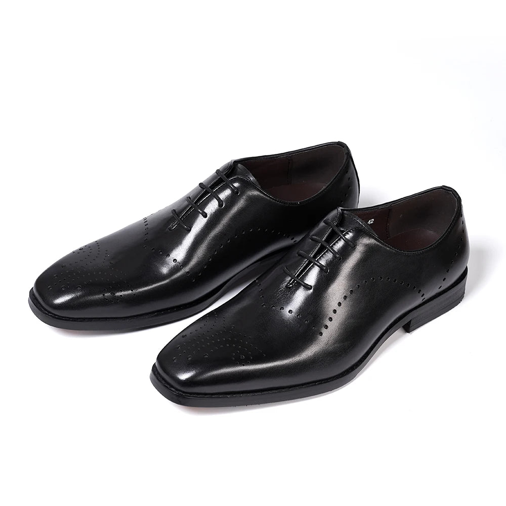 Men's Brogue Italian Genuine Leather Formal Classic Lace-Up Office Oxford Shoes