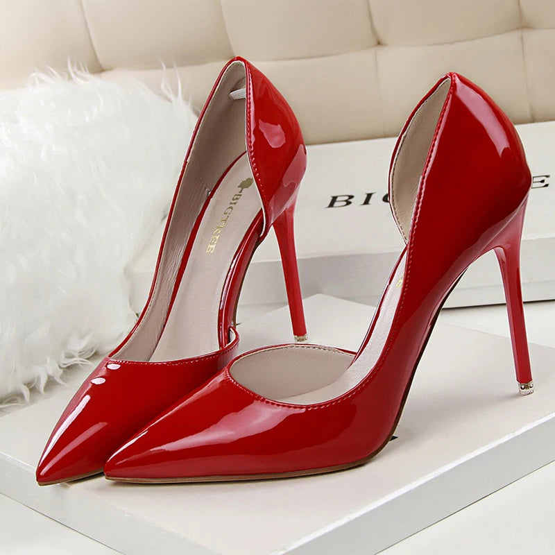 Patent Leather Stiletto Pumps - Professional Office Heels Available in 12 Colors