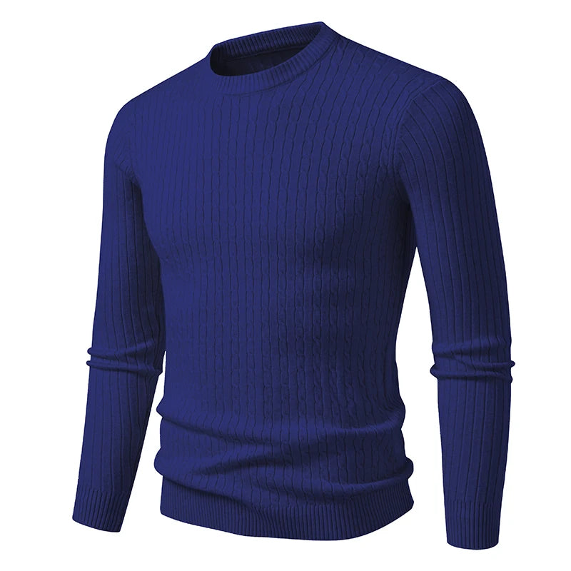 Slim Fit O-Neck Knit Pullover - Solid Colour Warm Sweater Unisex