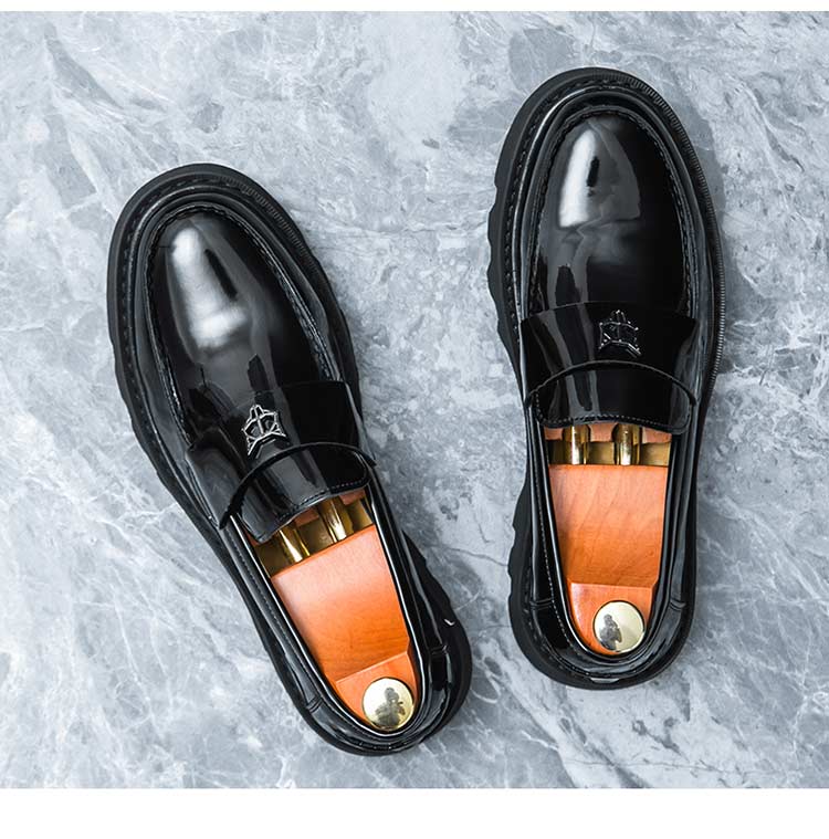 Men's Patent Leather Breathable Slip-On Handmade Loafer Shoes