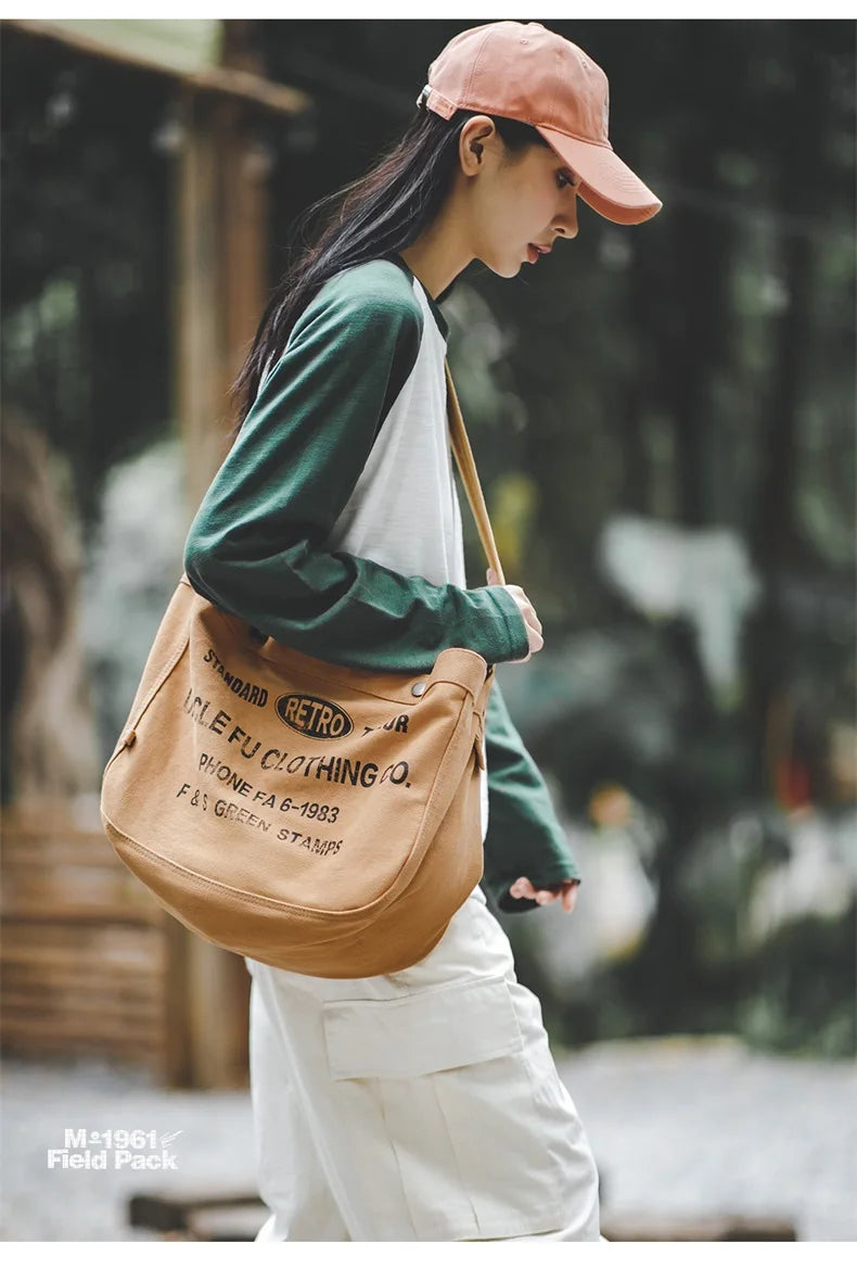 Retro Canvas Messenger Bag - Large Capacity Crossbody Tote