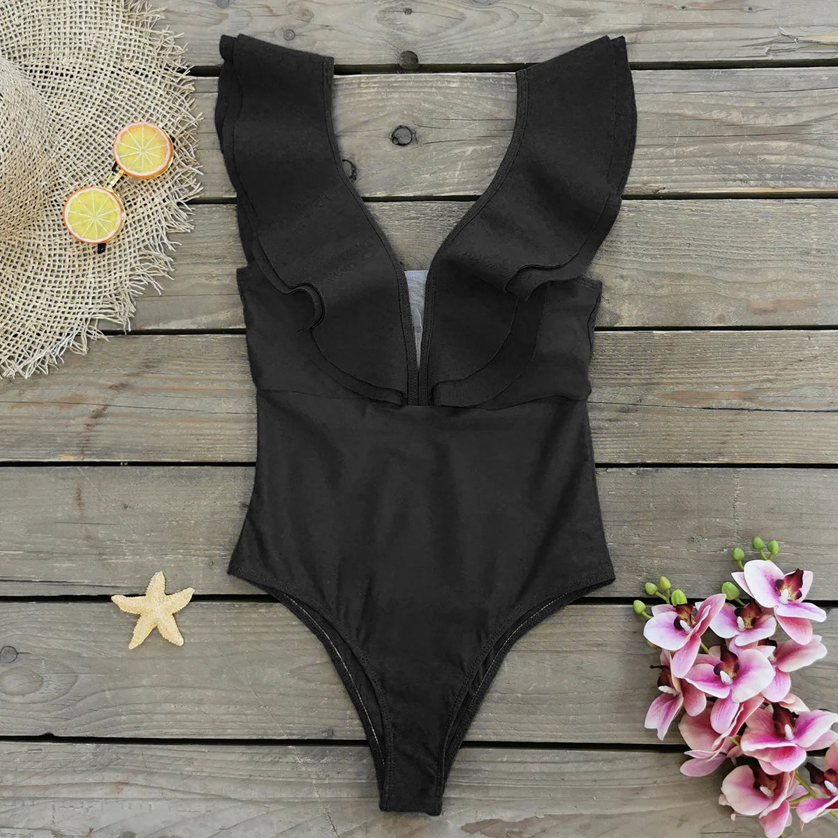 Women's  Ruffle Print Floral One Piece Swimsuit